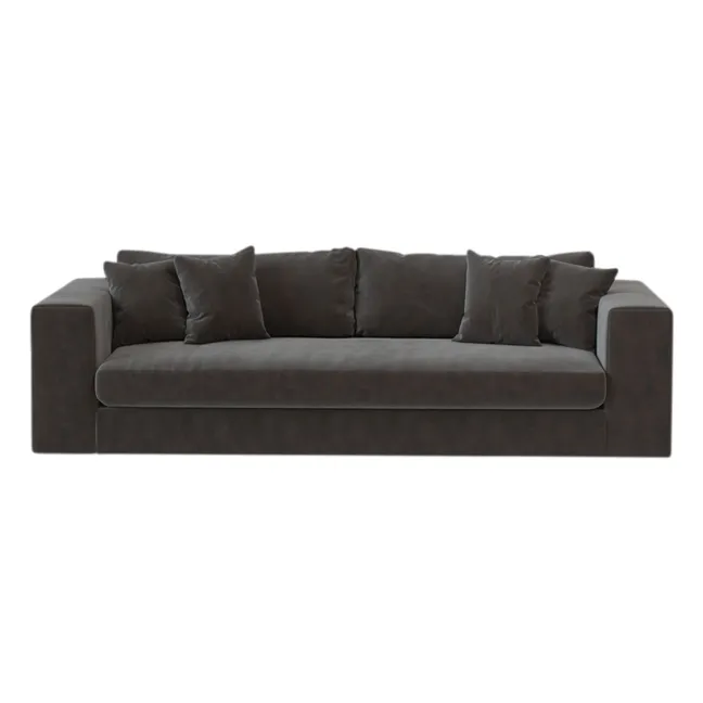 Canapé 3 places Bellechasse en velours gratté - 245 cm | Gris anthracite