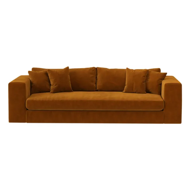 Canapé 3 places Bellechasse en velours gratté - 245 cm | Cognac