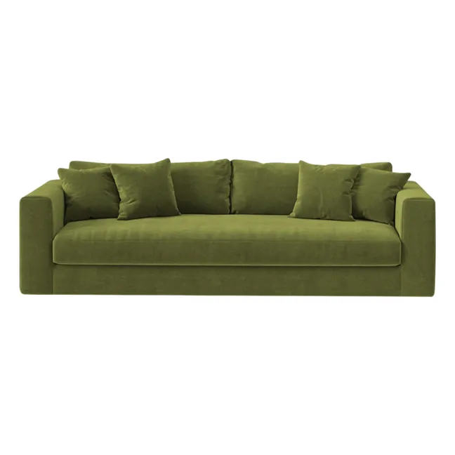 Canapé 3 places Bellechasse light en velours brut - 240 cm | Vert mousse