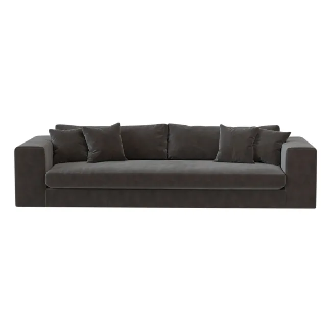 Canapé 4 places Bellechasse en velours gratté - 275 cm | Gris anthracite
