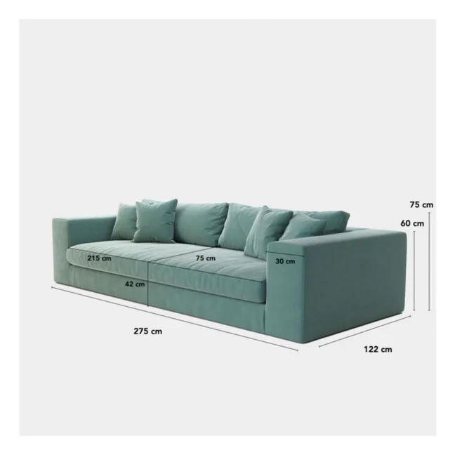 Canapé 4 places Bellechasse en velours gratté - 275 cm | Gris anthracite