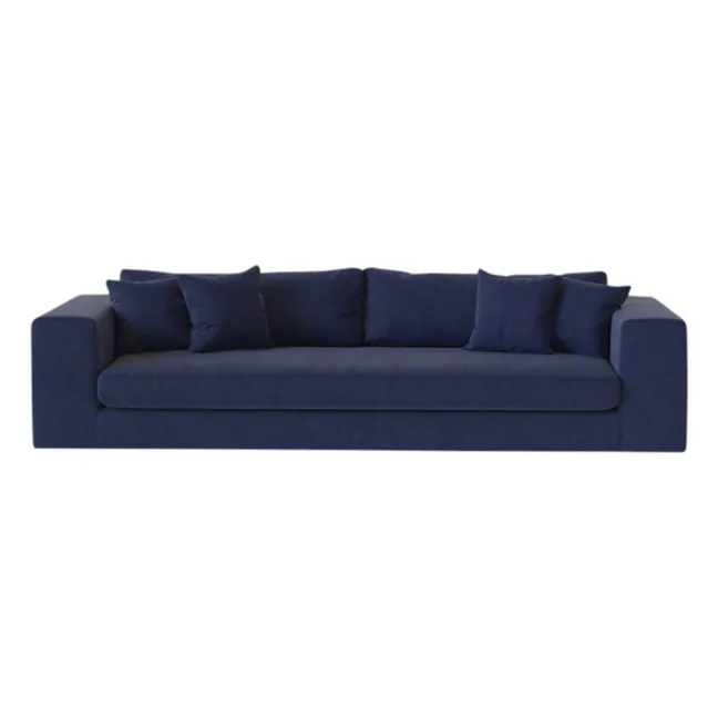 Canapé 4 places Bellechasse en velours brut - 275 cm | Bleu marine