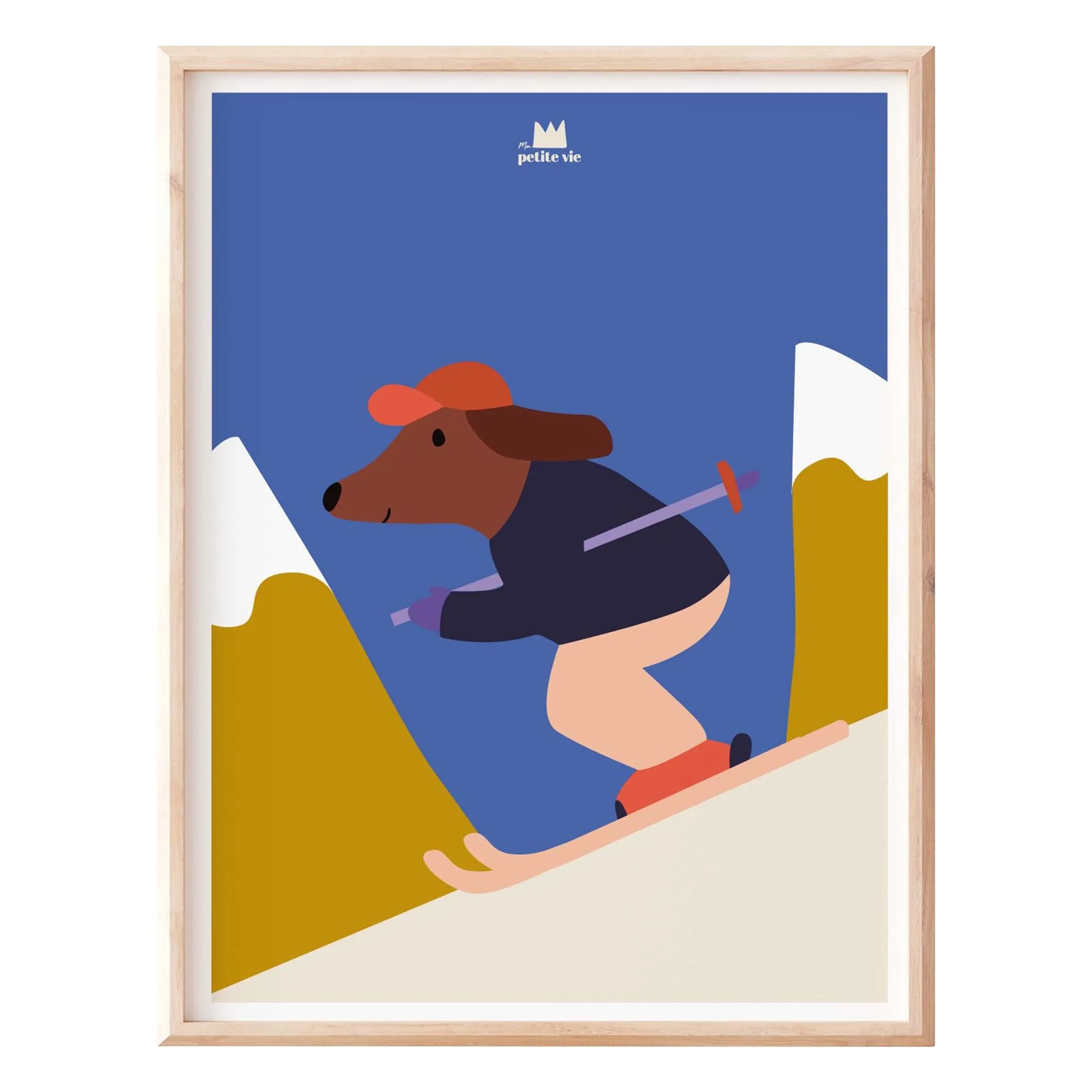 Ma Petite Vie Multicoloured Ski Dog Poster