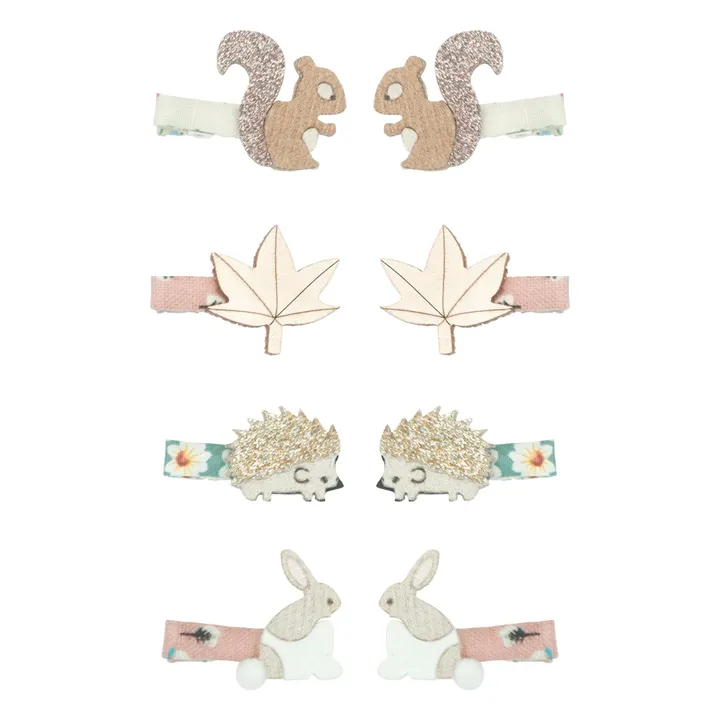 Lot 8 Mini Barrettes Woodland | Rose pâle- Image produit n°0