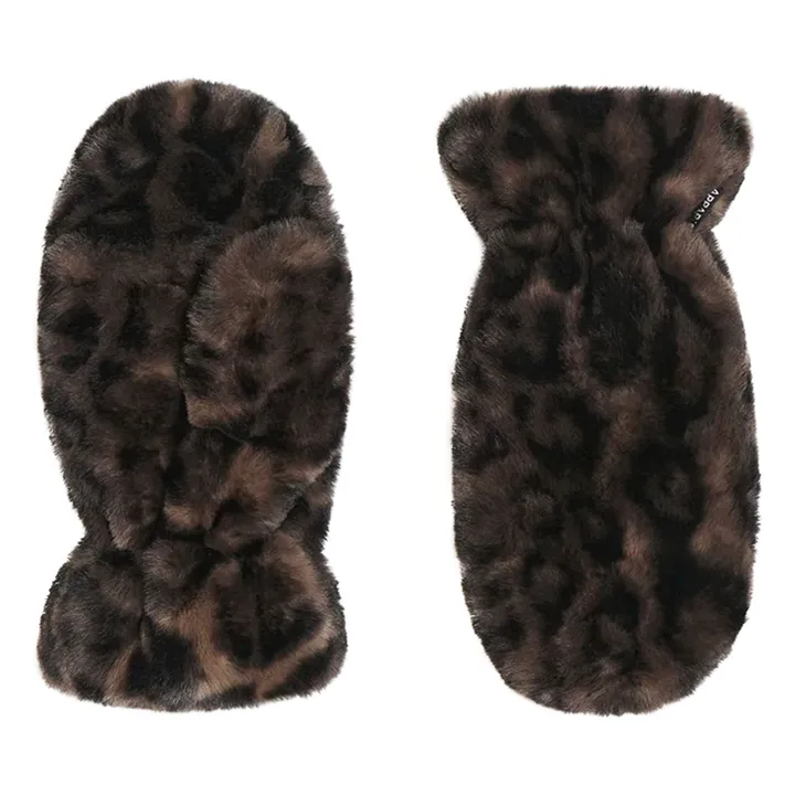 Moufles Coco Léopard Fibres Recyclées | Marron- Image produit n°1