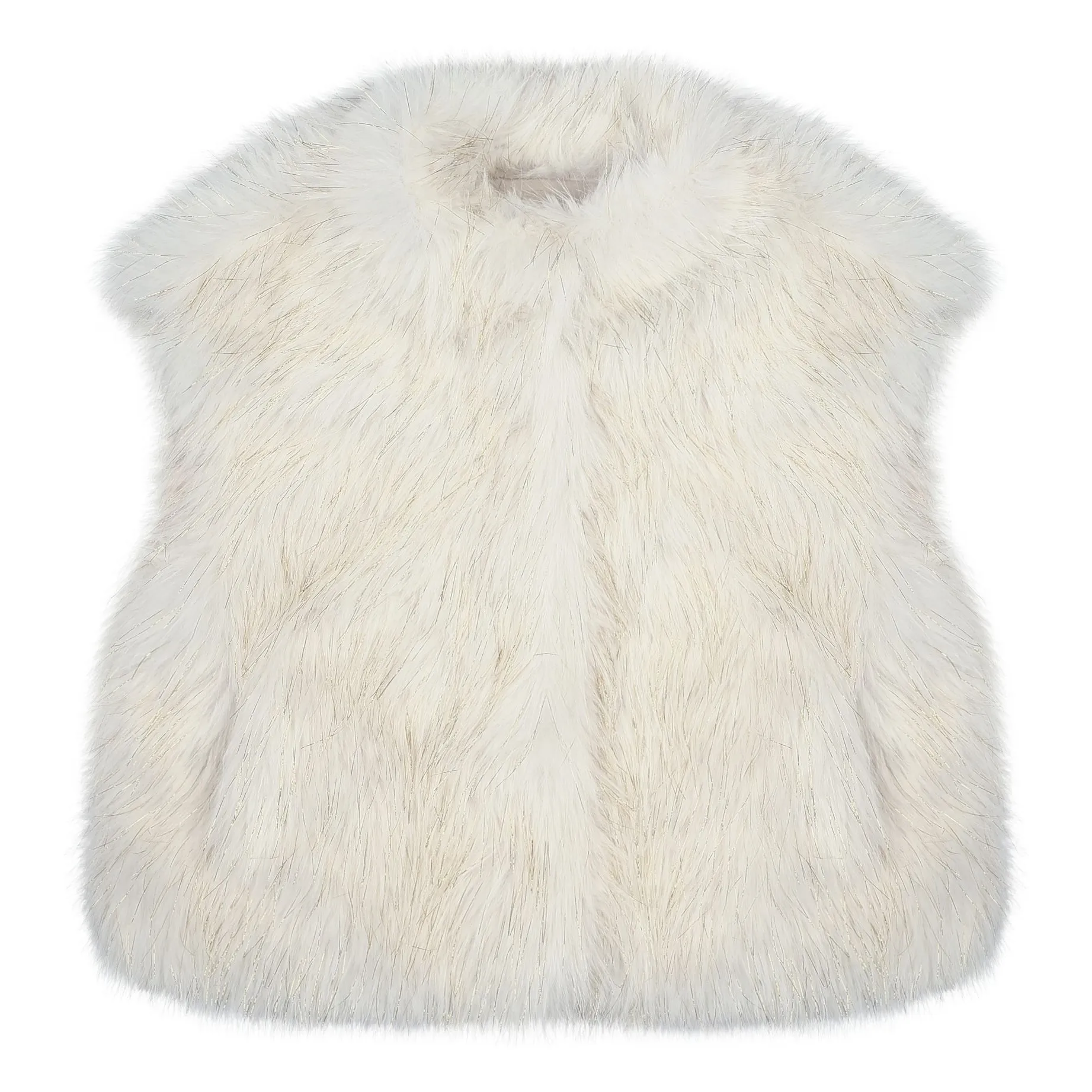 Jelly Mallow Ecru Sleeveless Faux Fur Jacket