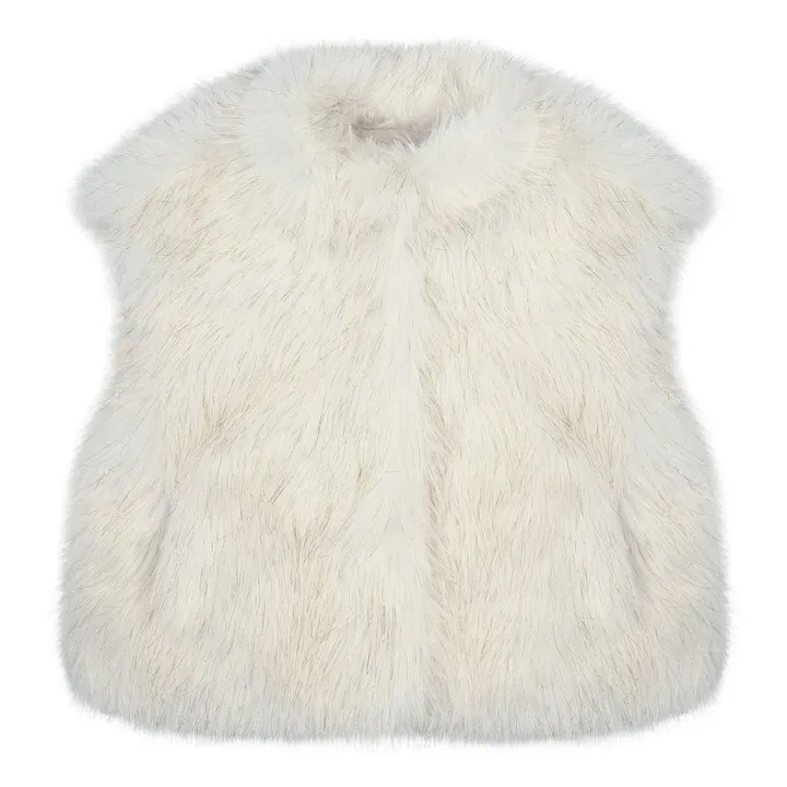 Sleeveless Faux Fur Jacket | Ecru- Product image n°0