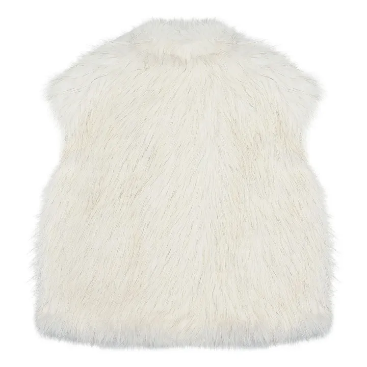 Sleeveless Faux Fur Jacket | Ecru- Product image n°1