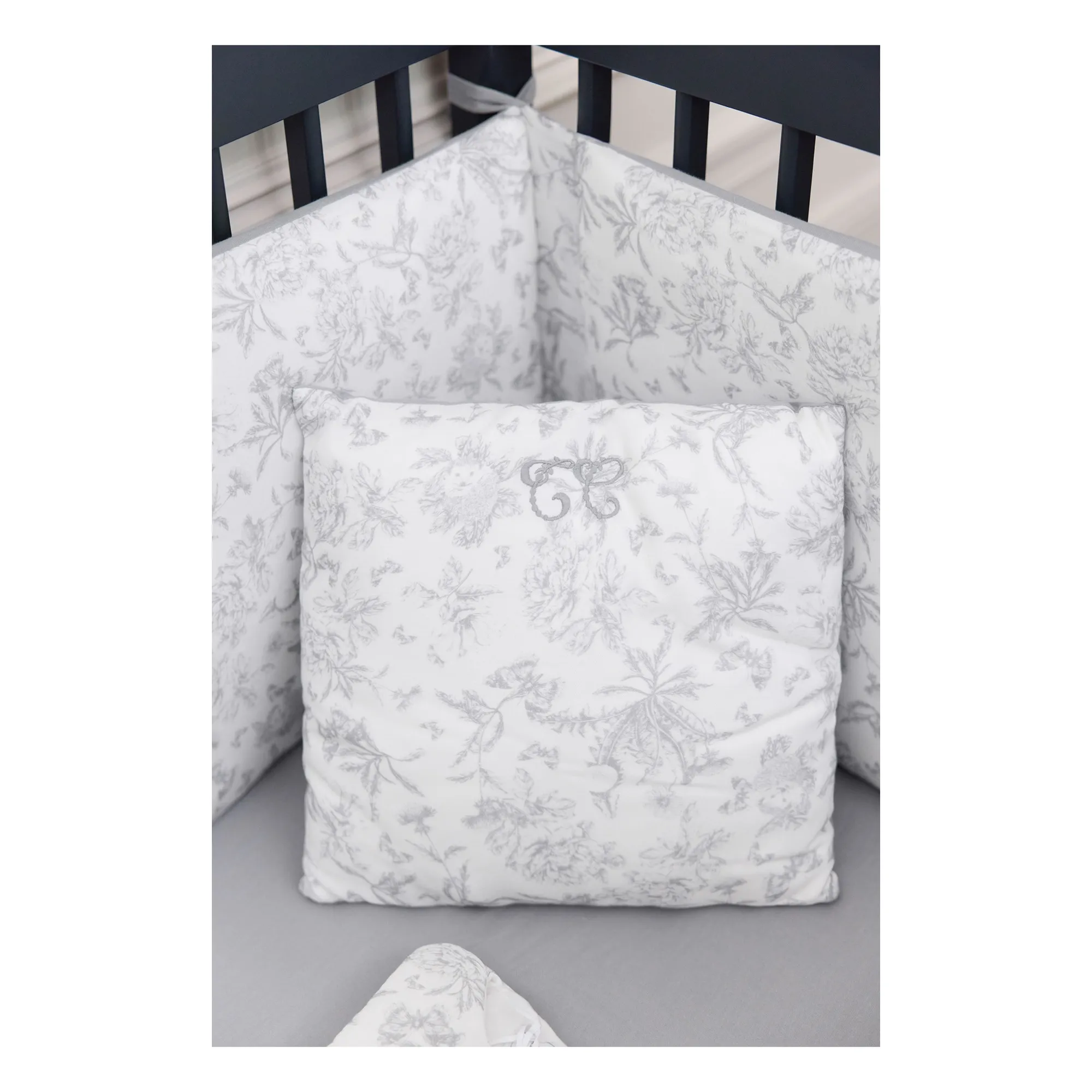 Coussin Toile de Jouy | Gris- Image produit n°2