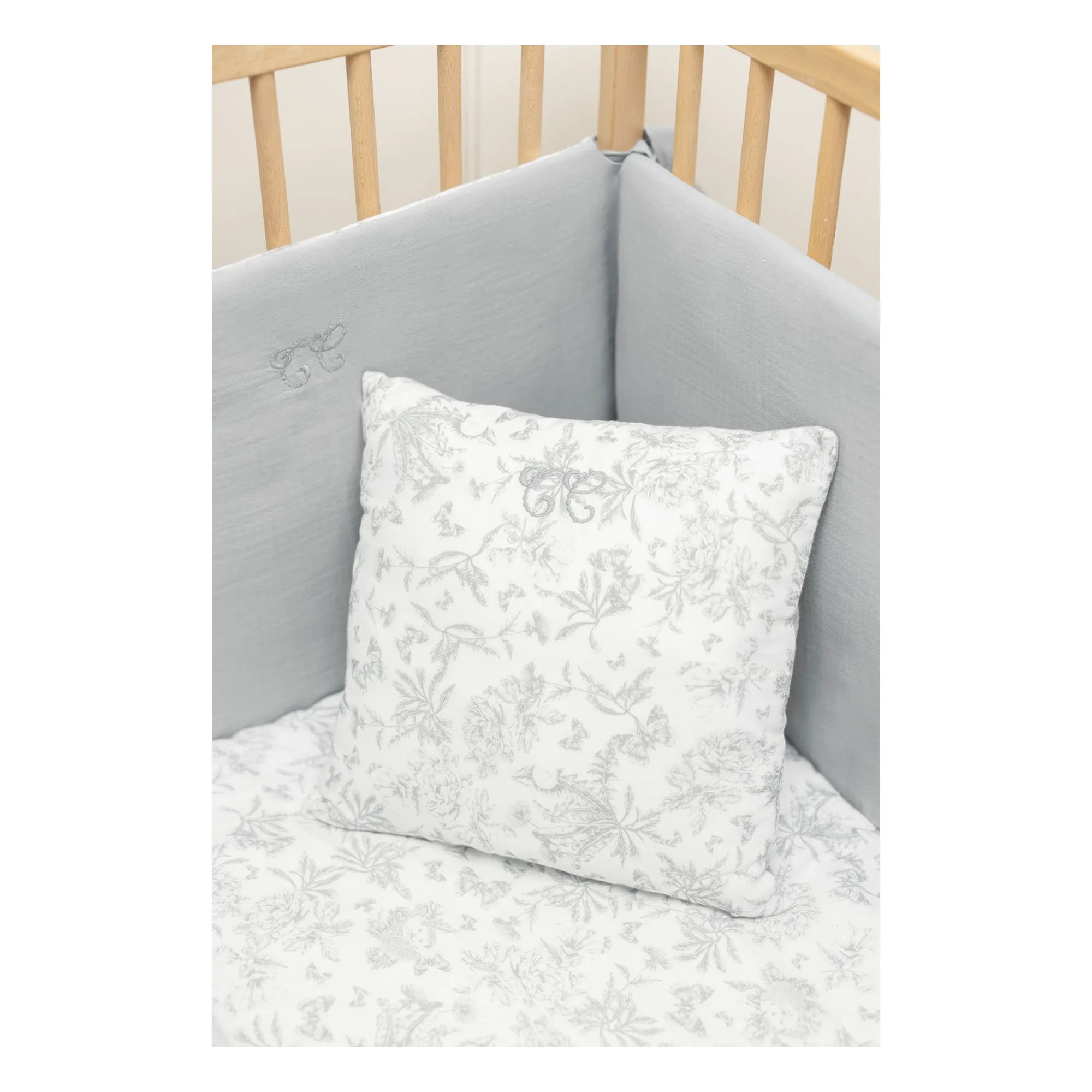 Coussin Toile de Jouy | Gris- Image produit n°1