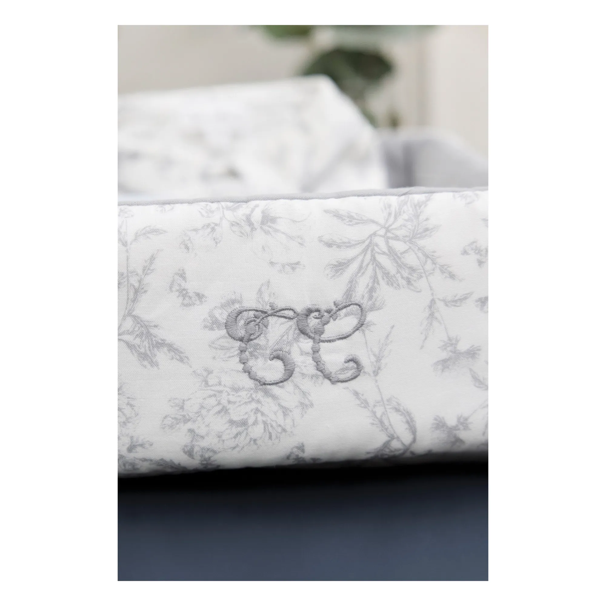 Panière Toile de Jouy | Gris- Image produit n°2