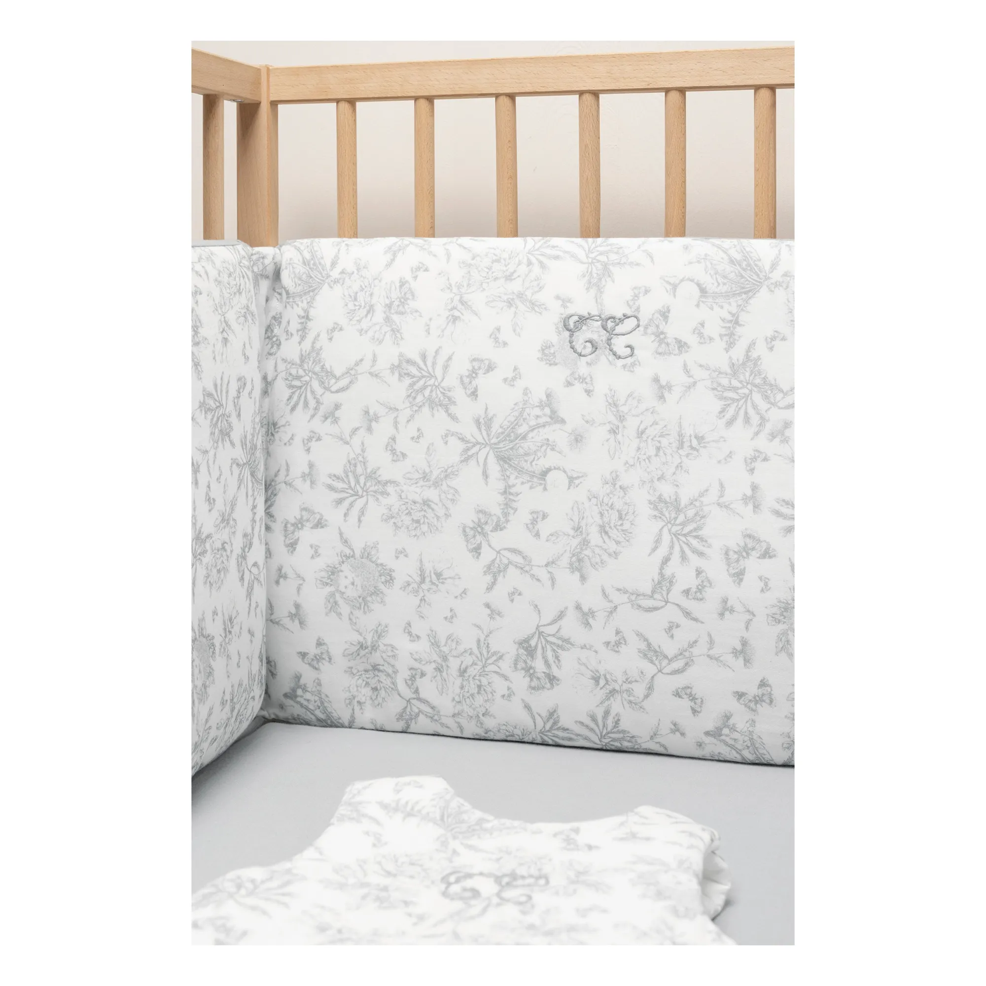 Tartine Et Chocolat Grey Toile De Jouy Bed Bumper