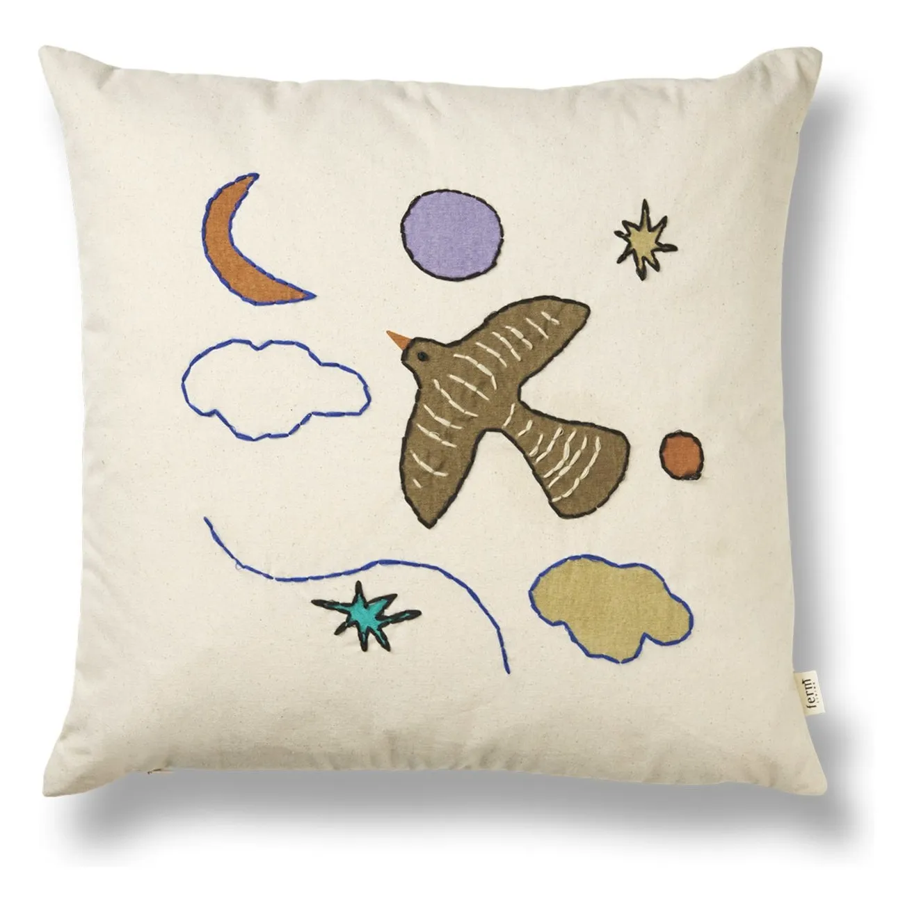 Ferm Living Kids Multicoloured Naive Bird Cushion