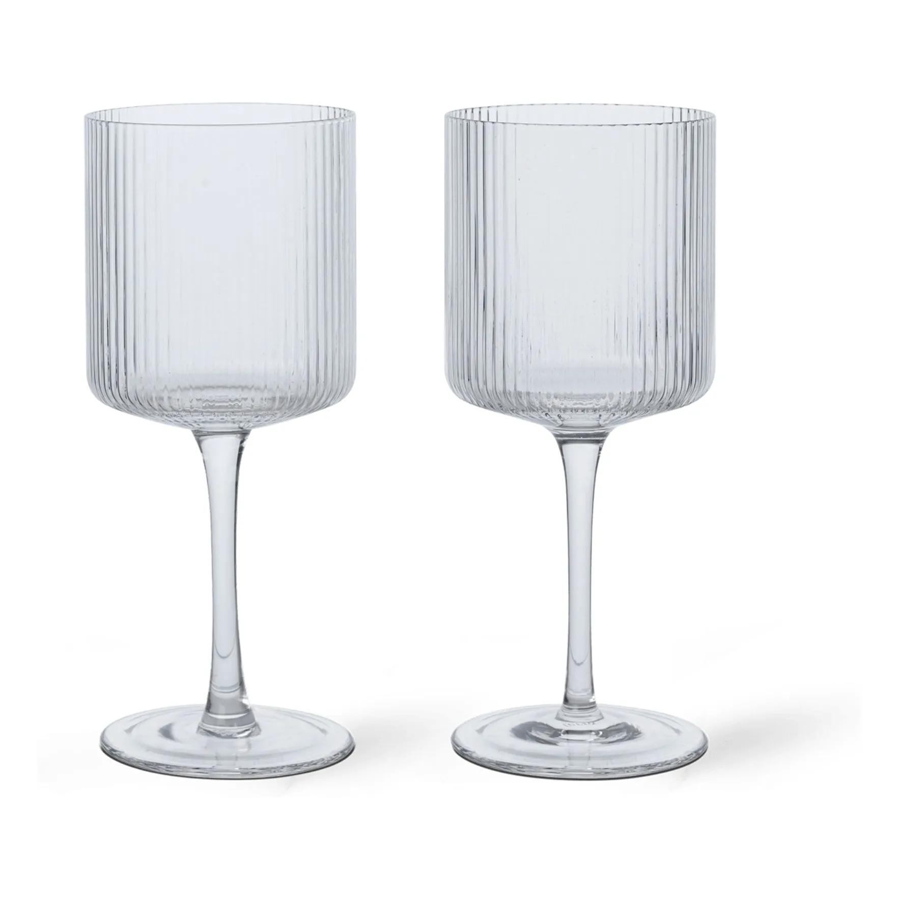 Ferm Living Transparent Ripple White Wine Glasses - Set Of 2