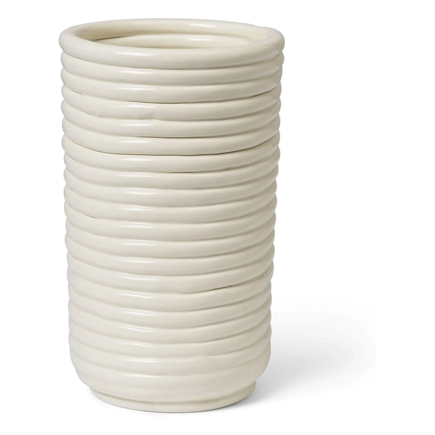 Ferm Living Off-White Corduroy Ceramic Vase