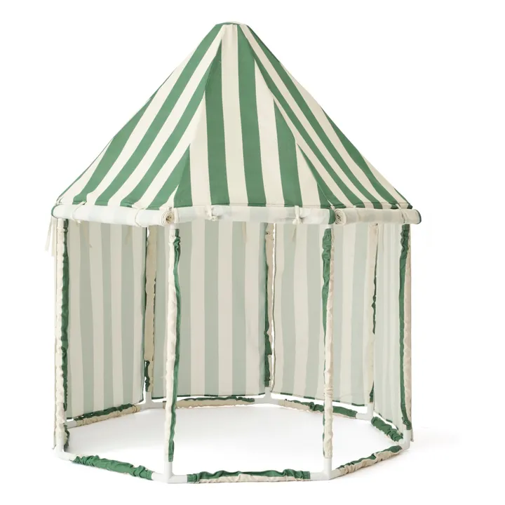 Green Cotton Canvas & Wood Pavilion Tent