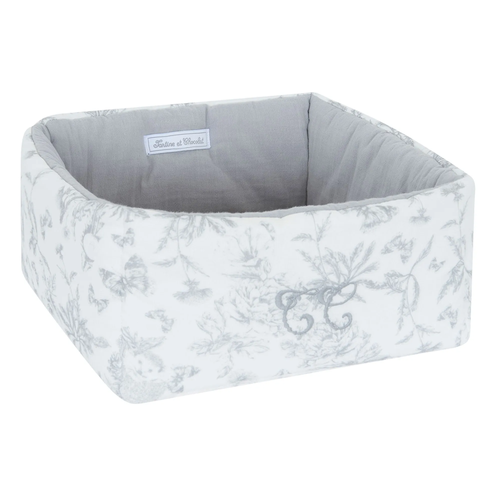 Panière Toile de Jouy | Gris- Image produit n°0