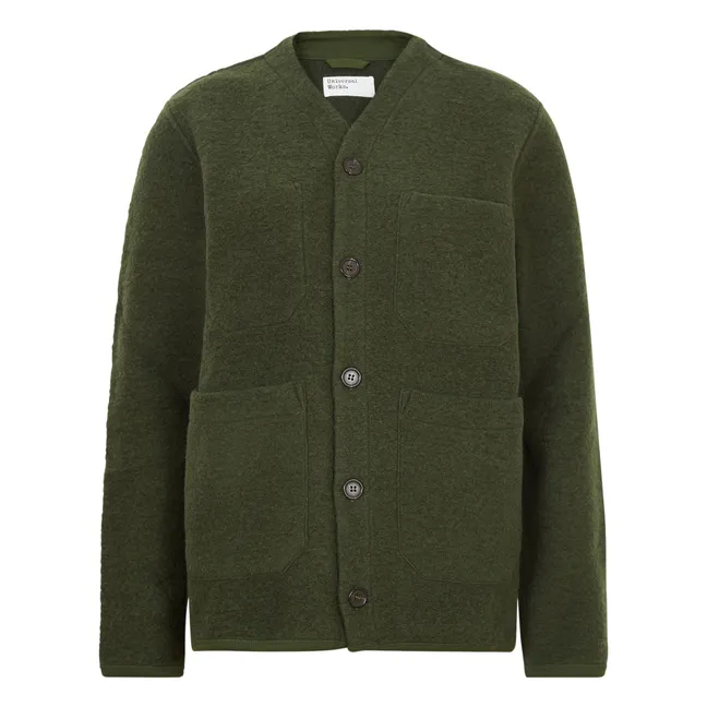 Cardigan in lana con bottoni | Verde militare