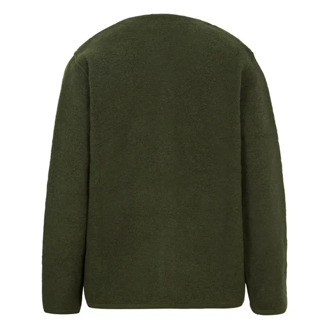 Cardigan in lana con bottoni | Verde militare