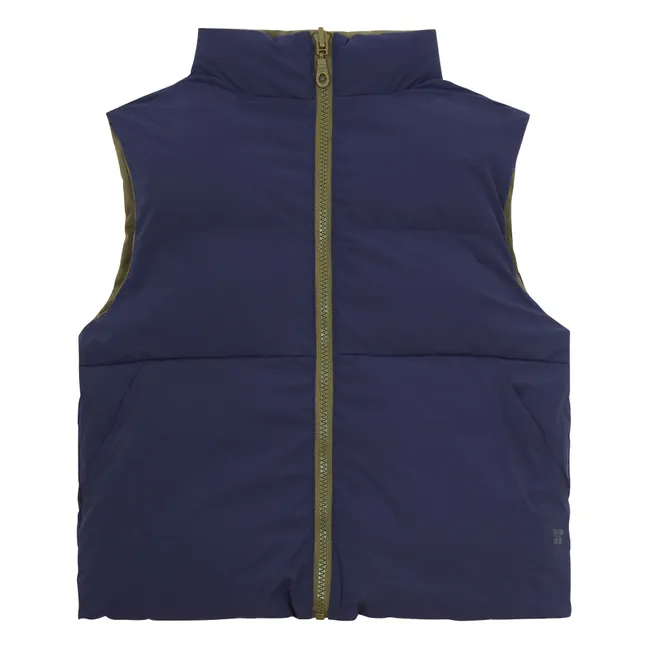 Giacca reversibile con zip senza maniche | Verde militare