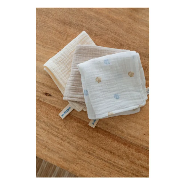 Serviettes Seaside en coton bio - Set de 3 | Seaside