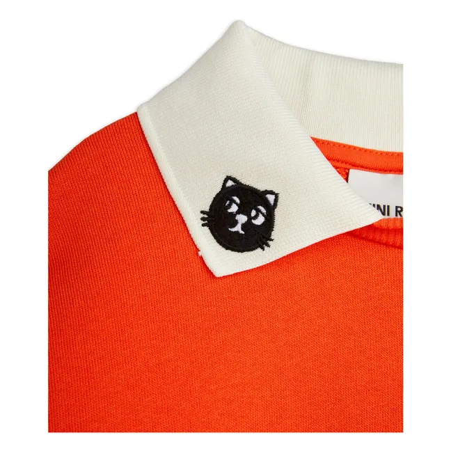 Sweatshirt mit Kragen Katze Bio-Baumwolle | Orange