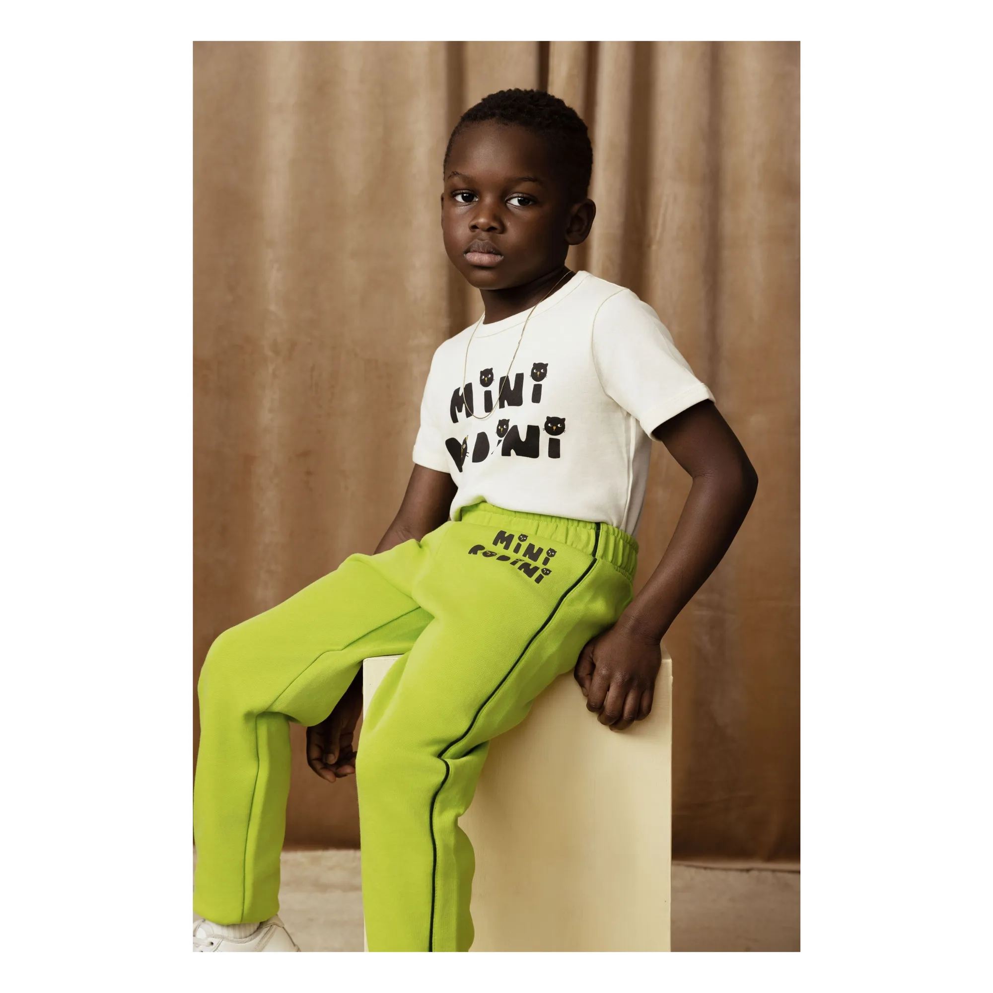 Mini Rodini Fluorescent Green Jogger Cat Organic Cotton