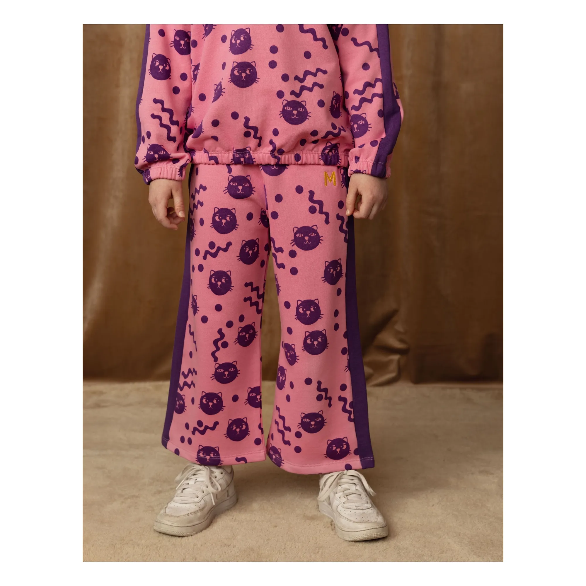 Mini Rodini Pink Squiggly Cat Jogger Organic Cotton