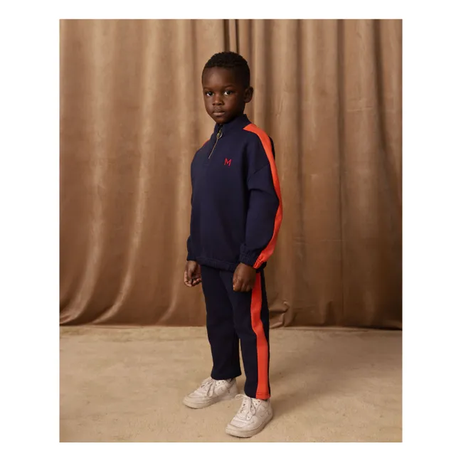 Organic cotton panel sweatshirt | Navy blue