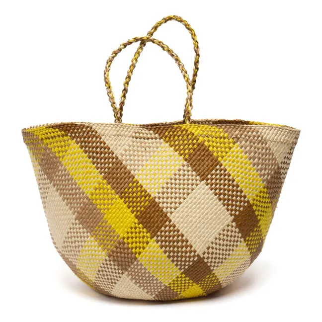 Canasto Cestino in tartan piccolo | Giallo