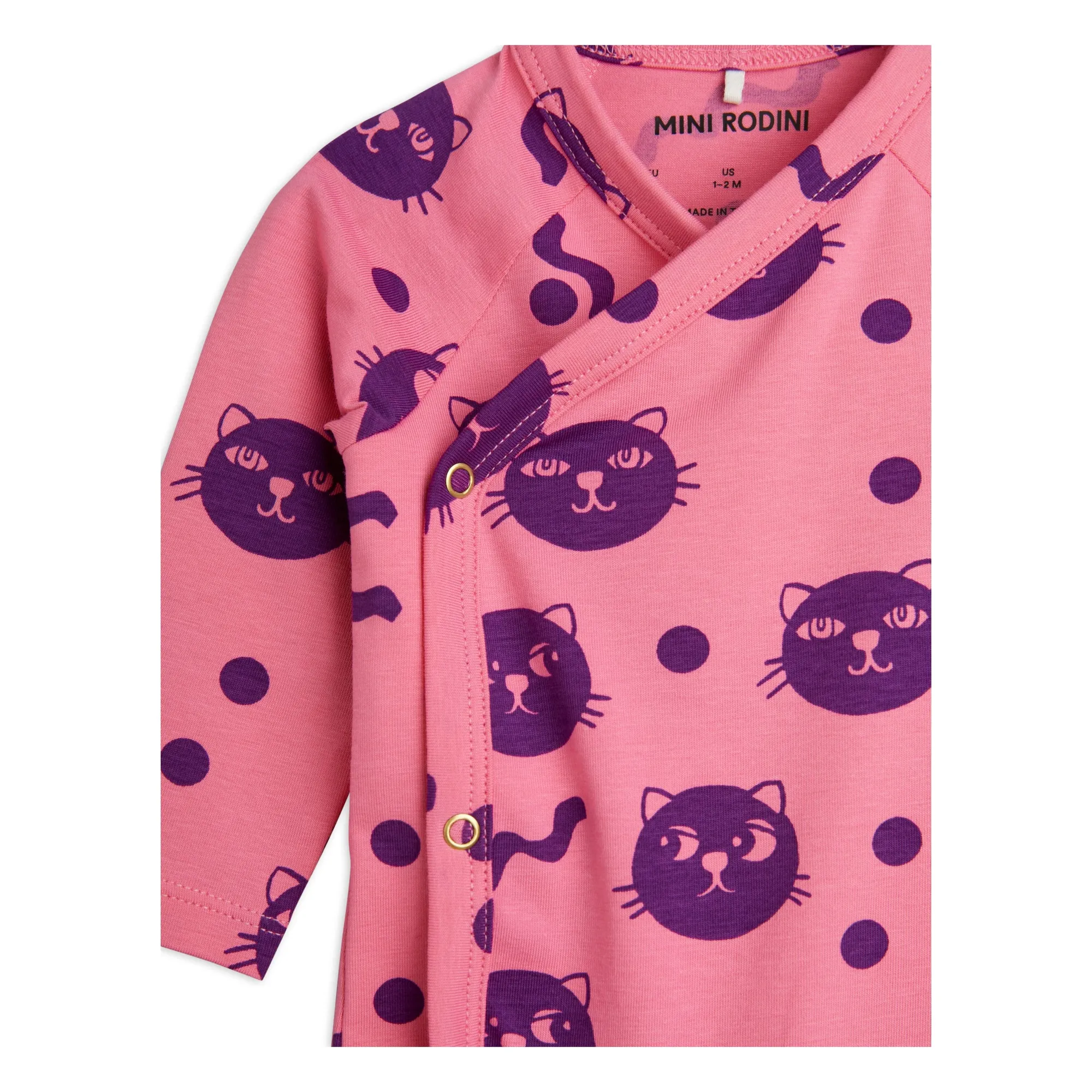 Ensemble Body et Legging Squiggly Cat Coton Bio | Rose- Image produit n°2