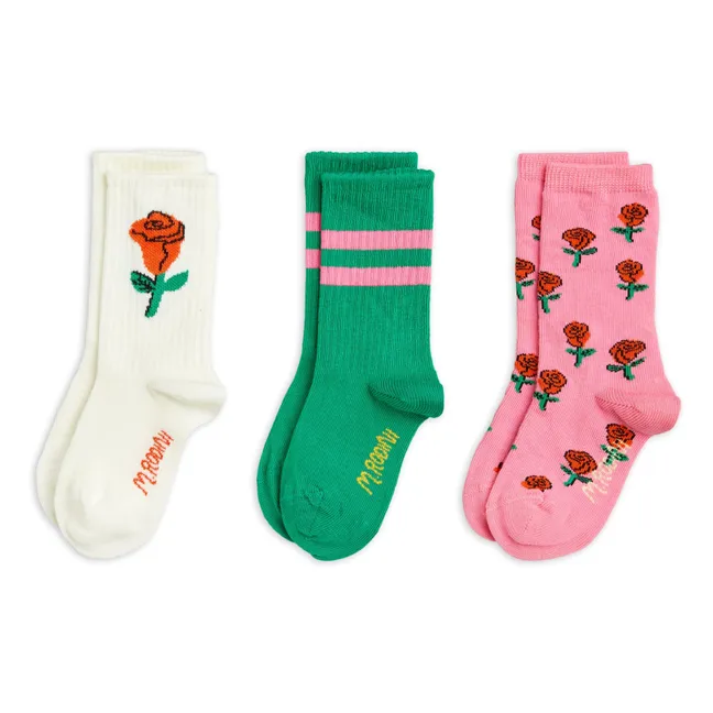 Confezione da 3 calzini rosa in cotone biologico | Ecru