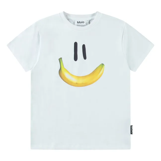 Camiseta de algodón orgánico Riley Banana Smile | Blanco