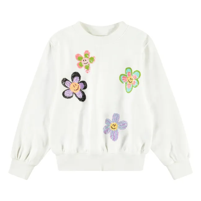 Sudadera de algodón orgánico Marge Joy Of Flower | Blanco