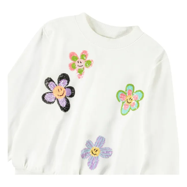 Felpa in cotone organico Marge Joy Of Flower | Bianco