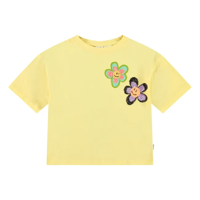 Camiseta de algodón ecológico Reinette Friendly Flower | Amarillo