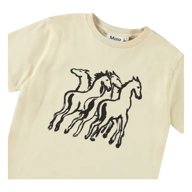 Maglietta Riley Dancing Horses in cotone organico | Beige