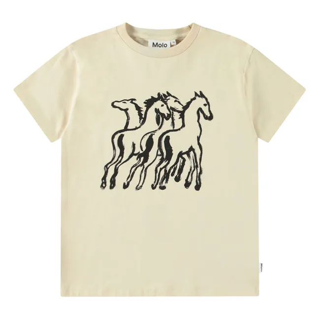 Maglietta Riley Dancing Horses in cotone organico | Beige
