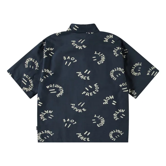 Camicia in cotone organico Richie Smile Words | Blu marino