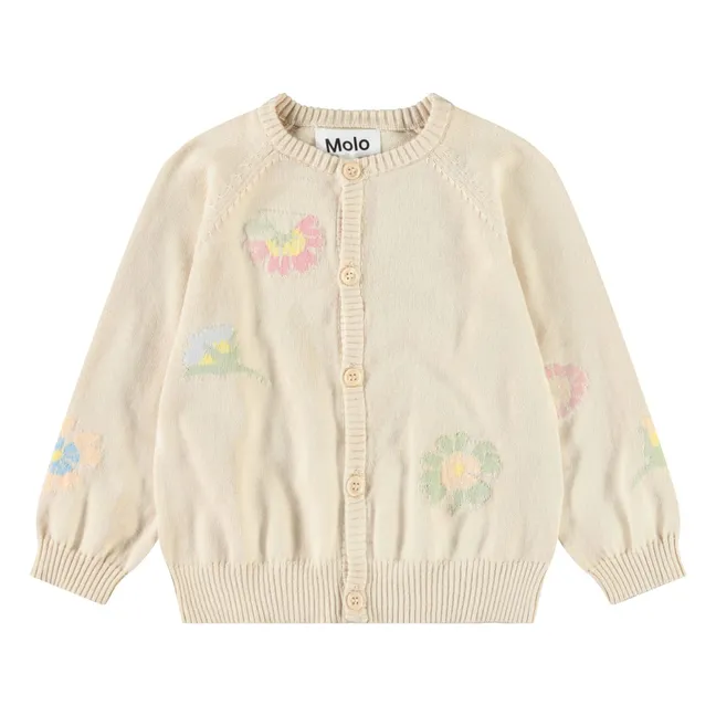 Strickjacke Brody Blume Bio-Baumwolle | Cremefarben