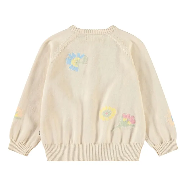 Strickjacke Brody Blume Bio-Baumwolle | Cremefarben