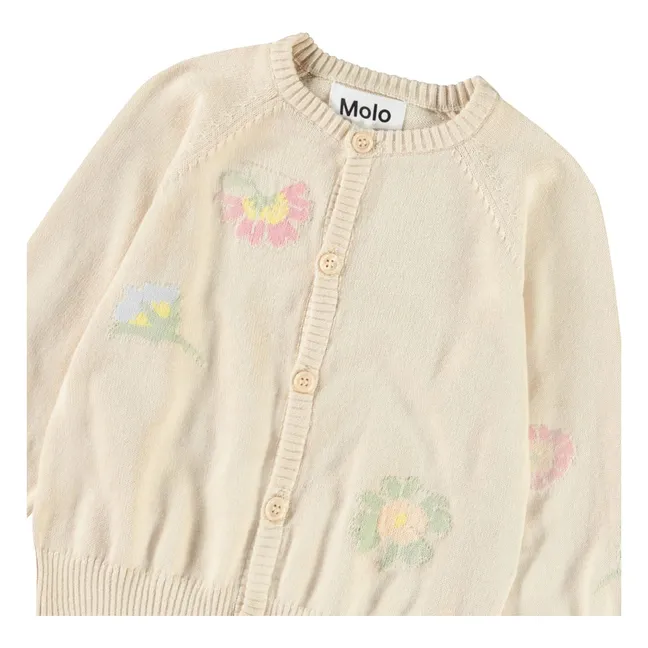 Strickjacke Brody Blume Bio-Baumwolle | Cremefarben