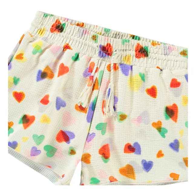 Pantaloncini con cuore arcobaleno Nicci | Ecru