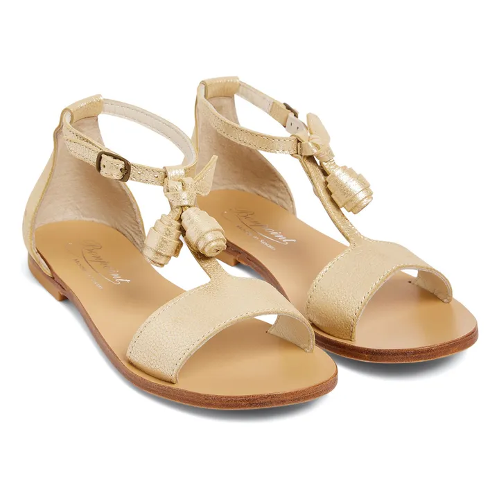 Elmas Leather Sandals | Gold- Product image n°1