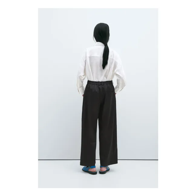 Satin Straight-leg Pants | Black