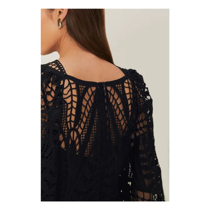 chinese dress ladies Black Guipure Lace Midi Dress  self-portrait-US