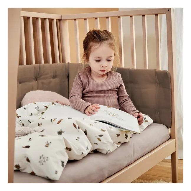 Bettumrandung Linea/Luna aus Bio-Baumwolle | Mokka