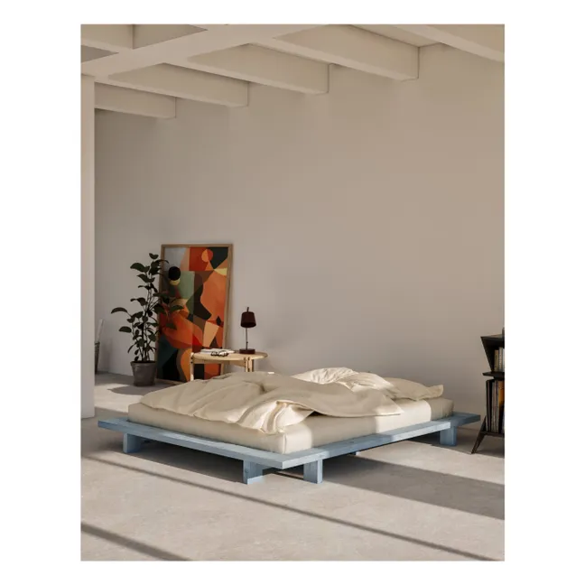 Japan wooden bed | Light blue