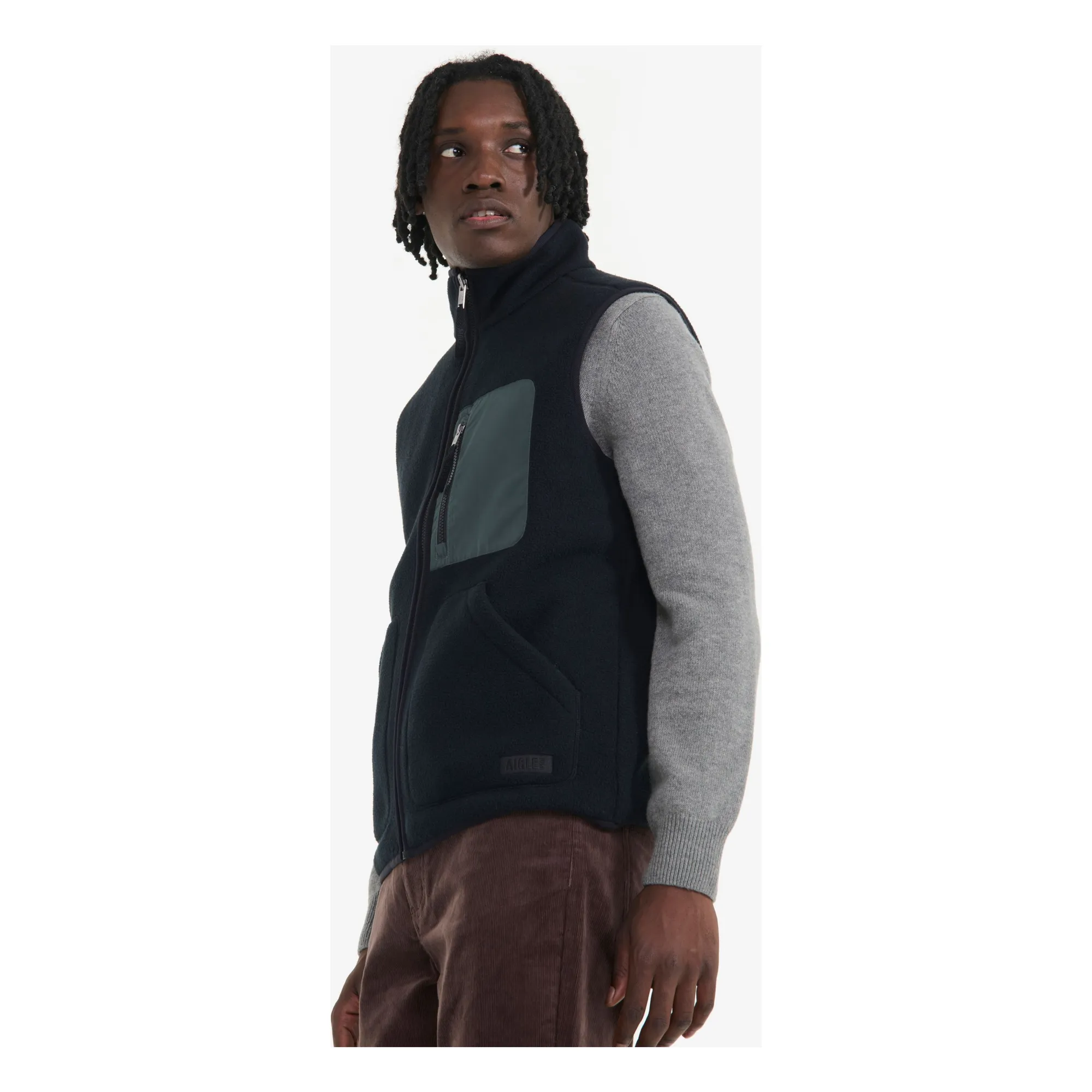 Aigle Black Sleeveless Reversible Fleece Sherpa Recycled Fibers