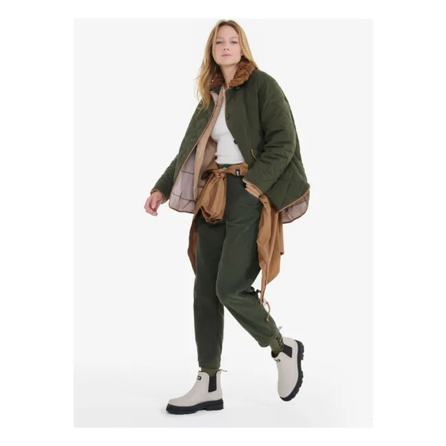 Water-repellent quilted jacket in recycled fibers | Khaki